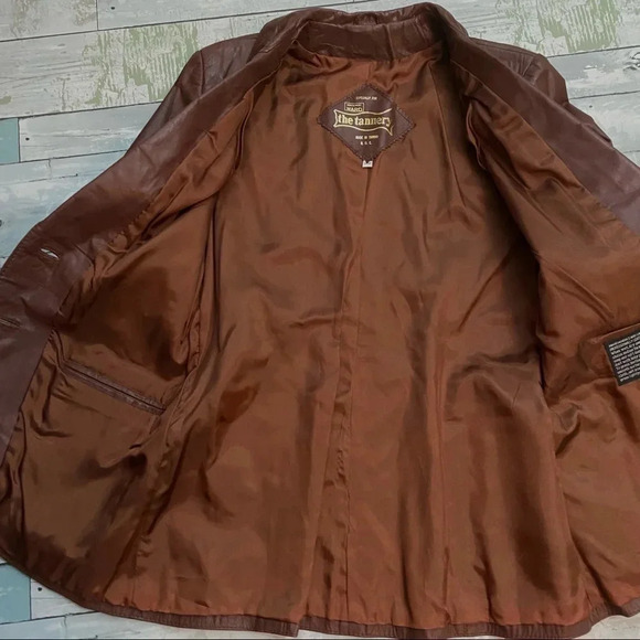 VINTAGE Montgomery Ward The Tannery Genuine Leather 70s Jacket - Picture 7 of 10